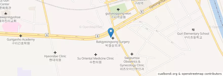 Mapa de ubicacion de 백안과의원 en Südkorea, Gyeonggi-Do, 구리시.