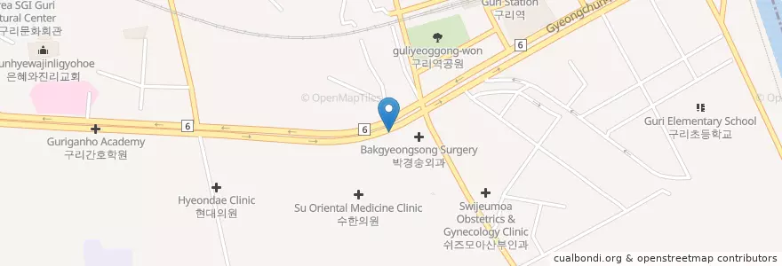 Mapa de ubicacion de 새유일신경정신과 en Güney Kore, 경기도, 구리시.