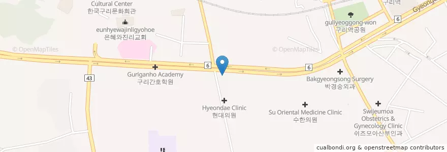 Mapa de ubicacion de 최준호피부비뇨기과 en 대한민국, 경기도, 구리시.