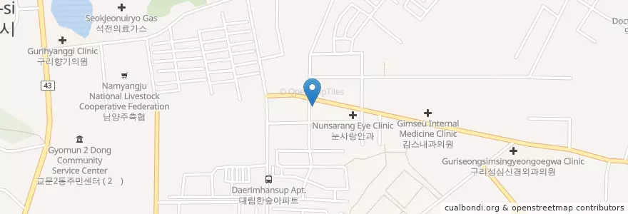 Mapa de ubicacion de 이형무이비인후과 en Corea Del Sud, Gyeonggi, 구리시.