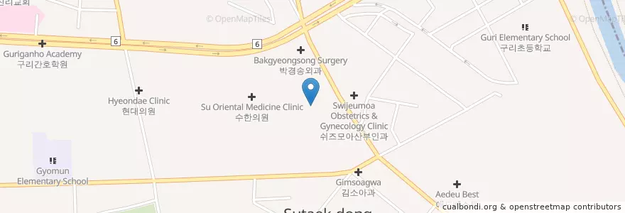 Mapa de ubicacion de Baksuman Ear, Nose, & Throat Clinic en South Korea, Gyeonggi-Do, Guri-Si.