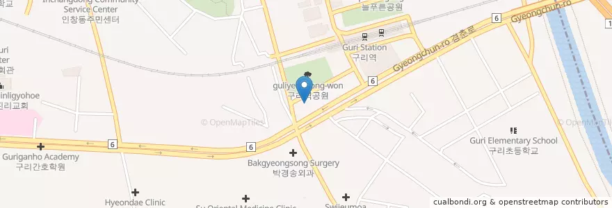 Mapa de ubicacion de 나눔신경과의원 en 大韓民国, 京畿道, 九里市.