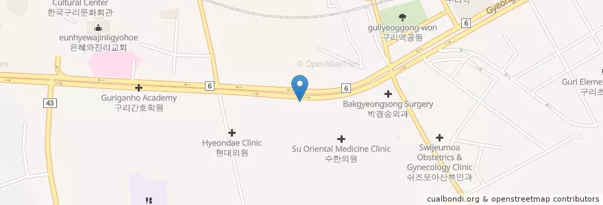 Mapa de ubicacion de Yewon Neuropsychiatric Clinic en South Korea, Gyeonggi-Do, Guri-Si.