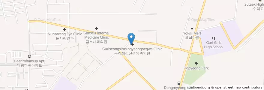 Mapa de ubicacion de 구리성심신경외과의원 en Südkorea, Gyeonggi-Do, 구리시.