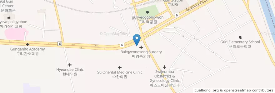 Mapa de ubicacion de 하종섭피부과 en Corée Du Sud, Gyeonggi, 구리시.