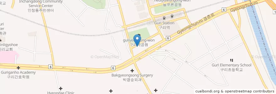Mapa de ubicacion de 이규백피부비뇨기과의원 en كوريا الجنوبية, 경기도, 구리시.
