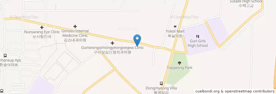 Mapa de ubicacion de 연세하나진단방사선과의원 en كوريا الجنوبية, 경기도, 구리시.