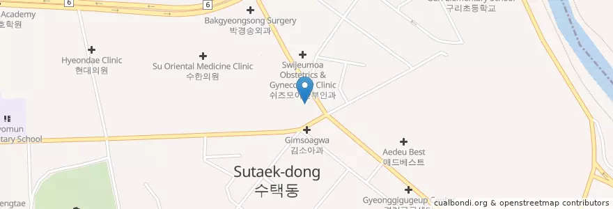 Mapa de ubicacion de 동우당한의원 en Südkorea, Gyeonggi-Do, 구리시.