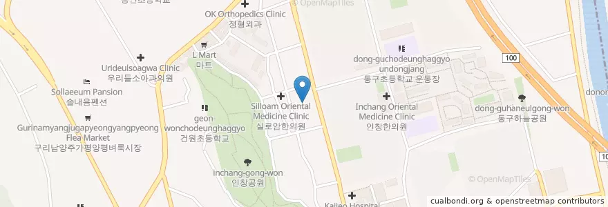 Mapa de ubicacion de 참사랑한의원 en Corée Du Sud, Gyeonggi, 구리시.