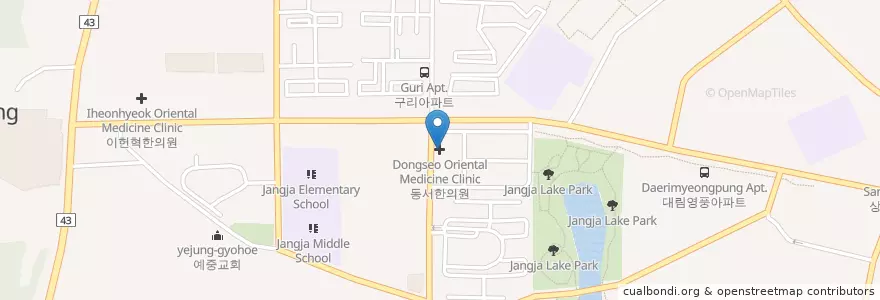 Mapa de ubicacion de 동서한의원 en Coreia Do Sul, Gyeonggi, 구리시.