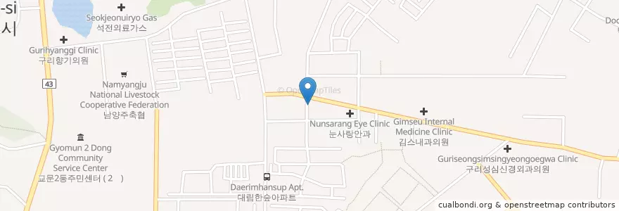 Mapa de ubicacion de 동의보감한의원 en کره جنوبی, گیونگی-دو, 구리시.