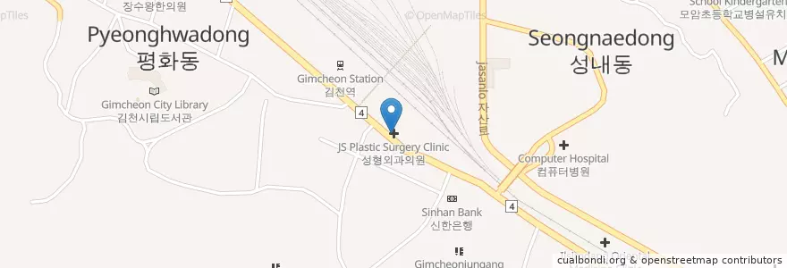 Mapa de ubicacion de JS Plastic Surgery Clinic en South Korea, Gyeongsangbuk-Do, Gimcheon-Si.