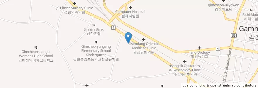 Mapa de ubicacion de 안외과병원 en Corea Del Sur, Gyeongsang Del Norte, 김천시.
