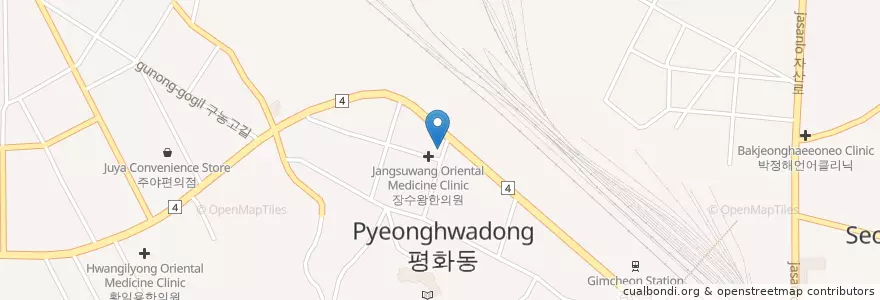 Mapa de ubicacion de 영명당한의원 en 대한민국, 경상북도, 김천시.