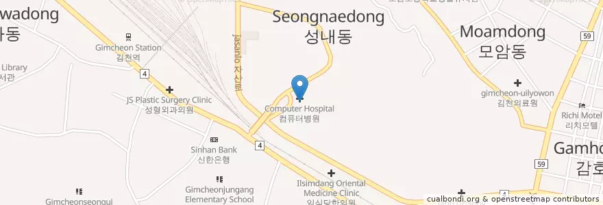 Mapa de ubicacion de 이동원한의원 en 대한민국, 경상북도, 김천시.