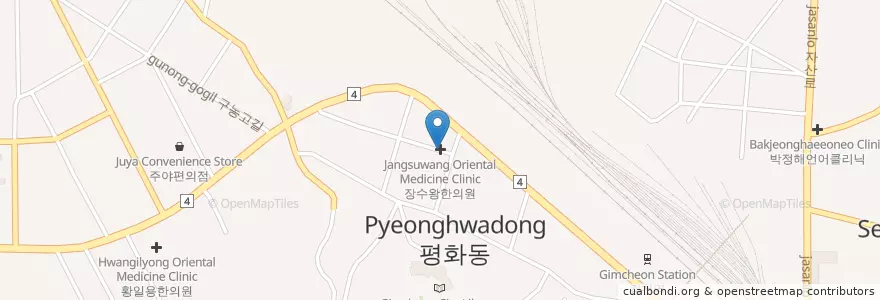 Mapa de ubicacion de 장수왕한의원 en 대한민국, 경상북도, 김천시.