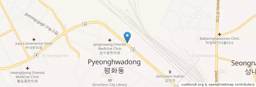 Mapa de ubicacion de 평화한의원 en كوريا الجنوبية, 경상북도, 김천시.