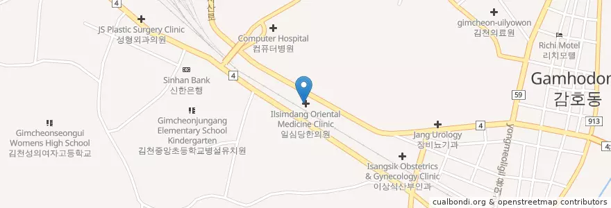 Mapa de ubicacion de Ilsimdang Oriental Medicine Clinic en South Korea, Gyeongsangbuk-Do, Gimcheon-Si.