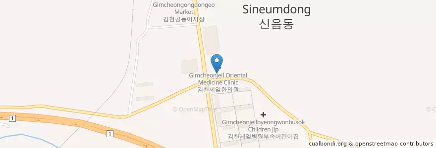 Mapa de ubicacion de 현대한의원 en 大韓民国, 慶尚北道, 金泉市.