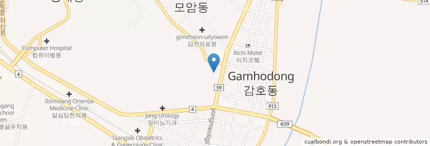 Mapa de ubicacion de 김천요양병원 en 대한민국, 경상북도, 김천시.