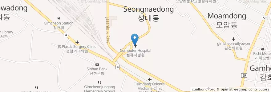 Mapa de ubicacion de 컴퓨터병원 en Corea Del Sur, Gyeongsang Del Norte, 김천시.