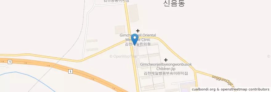 Mapa de ubicacion de 롯데리아 en 대한민국, 경상북도, 김천시.