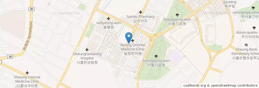 Mapa de ubicacion de 미소진치과 en كوريا الجنوبية, 경기도, 시흥시.