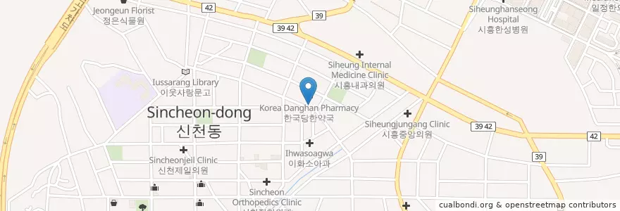 Mapa de ubicacion de 현대치과의원 en 대한민국, 경기도, 시흥시.