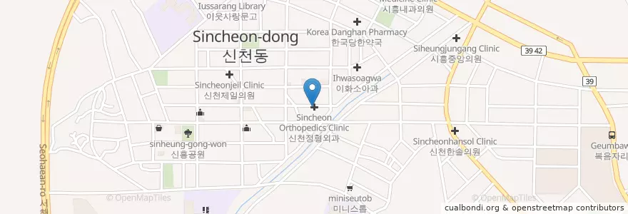 Mapa de ubicacion de 신천정형외과의원 en 大韓民国, 京畿道, 始興市.