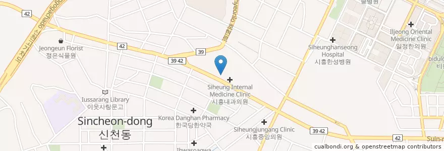 Mapa de ubicacion de 오승철이비인후과 en Korea Selatan, Gyeonggi, 시흥시.