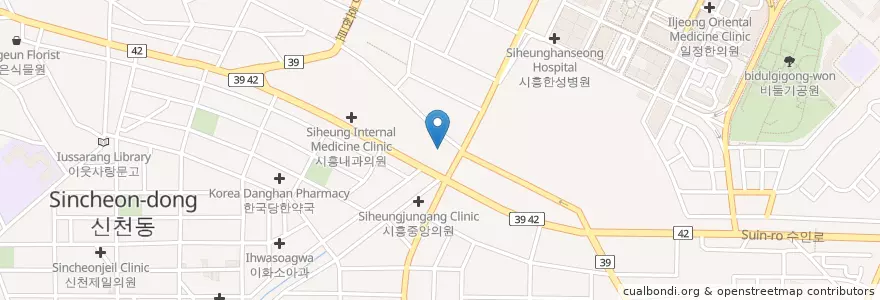 Mapa de ubicacion de 박피부과 en 大韓民国, 京畿道, 始興市.