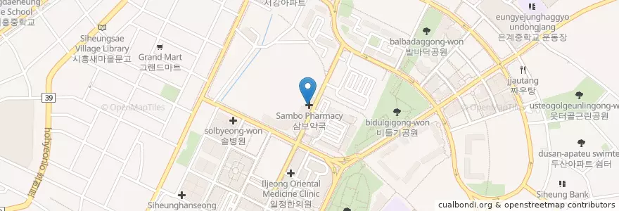 Mapa de ubicacion de 삼보약국 en Zuid-Korea, Gyeonggi-Do, 시흥시.