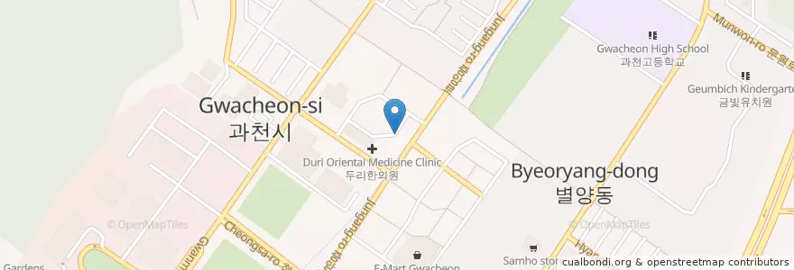Mapa de ubicacion de 푸른마음신경정신과 en 대한민국, 경기도, 과천시.