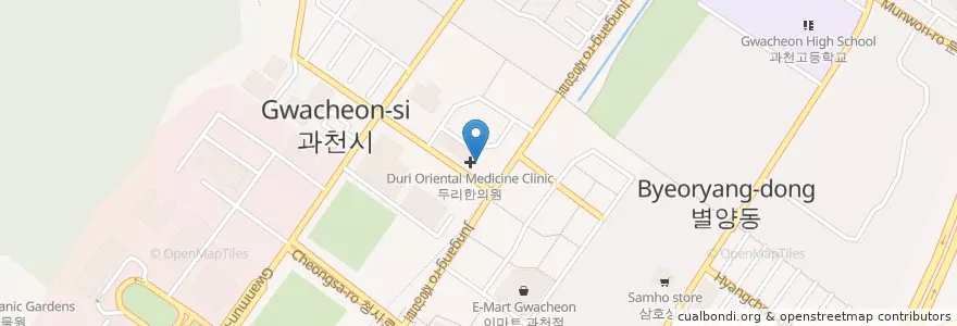 Mapa de ubicacion de 굿모닝통증의학과의원 en کره جنوبی, گیونگی-دو, 과천시.