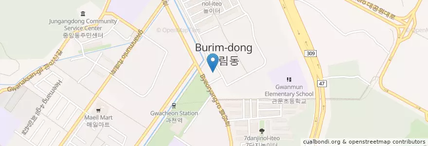 Mapa de ubicacion de 이내과의원 en 韩国/南韓, 京畿道, 果川市.