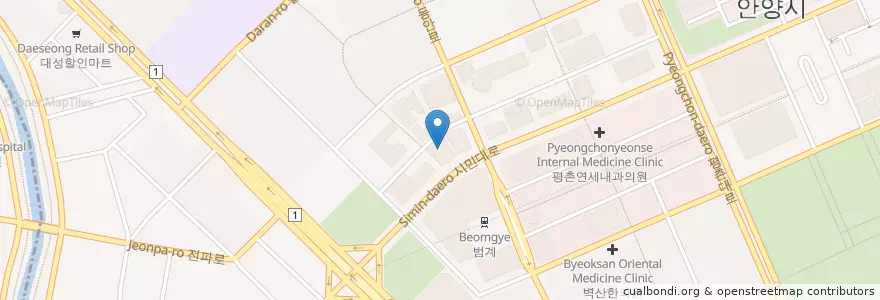 Mapa de ubicacion de 365mc의원 안양점 en Corea Del Sur, Gyeonggi, 안양시, 동안구, 호계동.