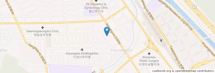 Mapa de ubicacion de 손내과 en Korea Selatan, Gyeonggi, 안양시, 만안구.