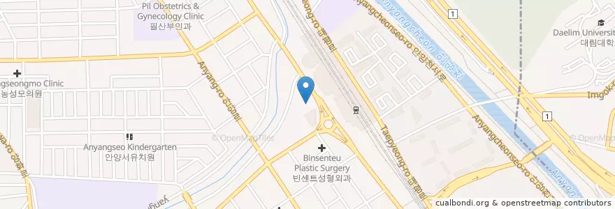 Mapa de ubicacion de 푸른나무한의원 en Corea Del Sud, Gyeonggi, 안양시, 만안구.