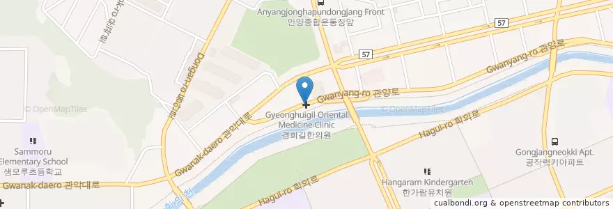 Mapa de ubicacion de 경희길한의원 en Güney Kore, 경기도, 안양시, 동안구, 비산동.