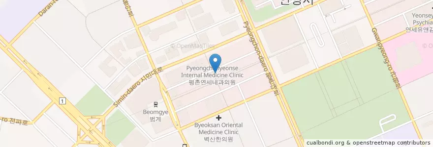 Mapa de ubicacion de 김광진성형외과에스테틱 en 大韓民国, 京畿道, 安養市, 東安区, 호계동.