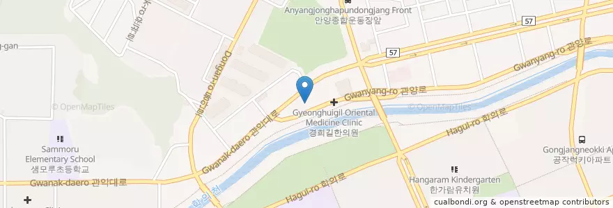 Mapa de ubicacion de 연세정형외과 en Corée Du Sud, Gyeonggi, 안양시, 동안구, 비산동.