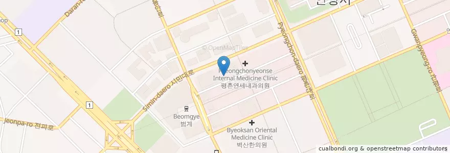 Mapa de ubicacion de Yedam Oriental Medicine Clinic en South Korea, Gyeonggi-Do, Anyang-Si, 동안구, 호계동.