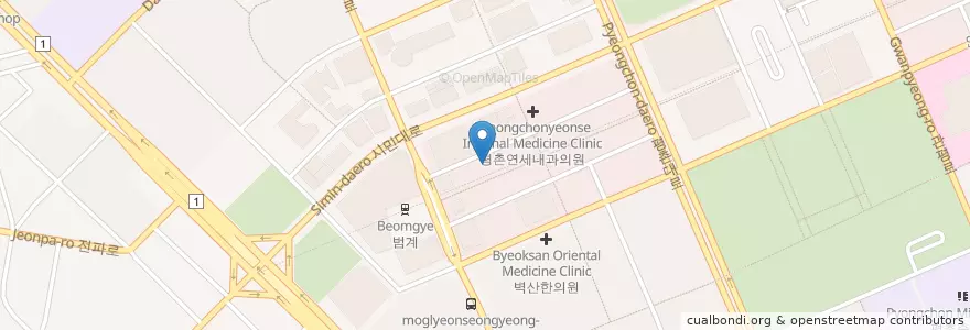 Mapa de ubicacion de 미서울치과 en 대한민국, 경기도, 안양시, 동안구, 호계동.