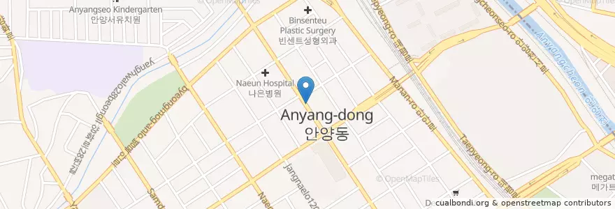 Mapa de ubicacion de 센트럴치과의원 en Güney Kore, 경기도, 안양시, 만안구.