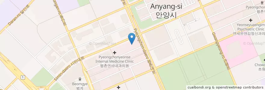 Mapa de ubicacion de Best Oriental Medicine Clinic en South Korea, Gyeonggi-Do, Anyang-Si, 동안구, 호계동.