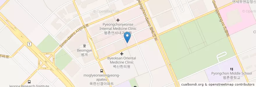Mapa de ubicacion de 한마음내과 en Республика Корея, Кёнгидо, 안양시, 동안구, 호계동.