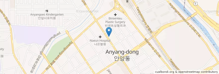 Mapa de ubicacion de 삼성통증의학과의원 en کره جنوبی, گیونگی-دو, 안양시, 만안구.
