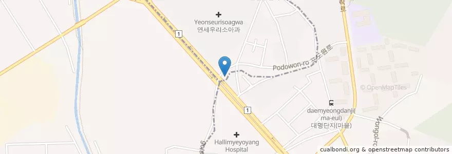 Mapa de ubicacion de 동의보감한의원 en 韩国/南韓, 京畿道, 义王市, 오전동.
