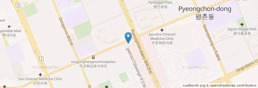 Mapa de ubicacion de 경희빛과소금한의원 en Республика Корея, Кёнгидо, 안양시, 동안구, 호계동.