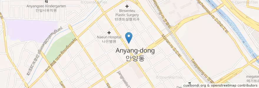 Mapa de ubicacion de 수이비인후과 en Güney Kore, 경기도, 안양시, 만안구.